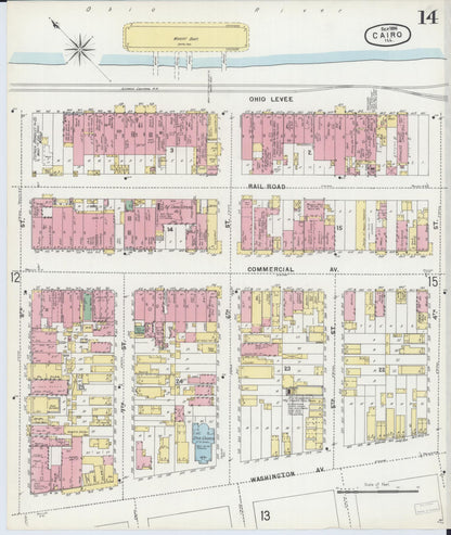 Sanborn Fire Insurance Map from Cairo, Alexander County, Illinois (1896), Sheet #0014 - Complete Map Set gallery image, historic Sanborn map, vintage wall art, Illinois Illinois