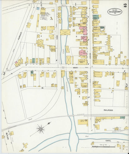 Sanborn Fire Insurance Map from Shickshinny, Luzerne County, Pennsylvania (1901), Sheet #0002 - Historic Sanborn Fire Insurance Map Print, vintage old map wall art, antique decor, genealogy gift, Pennsylvania Pennsylvania map