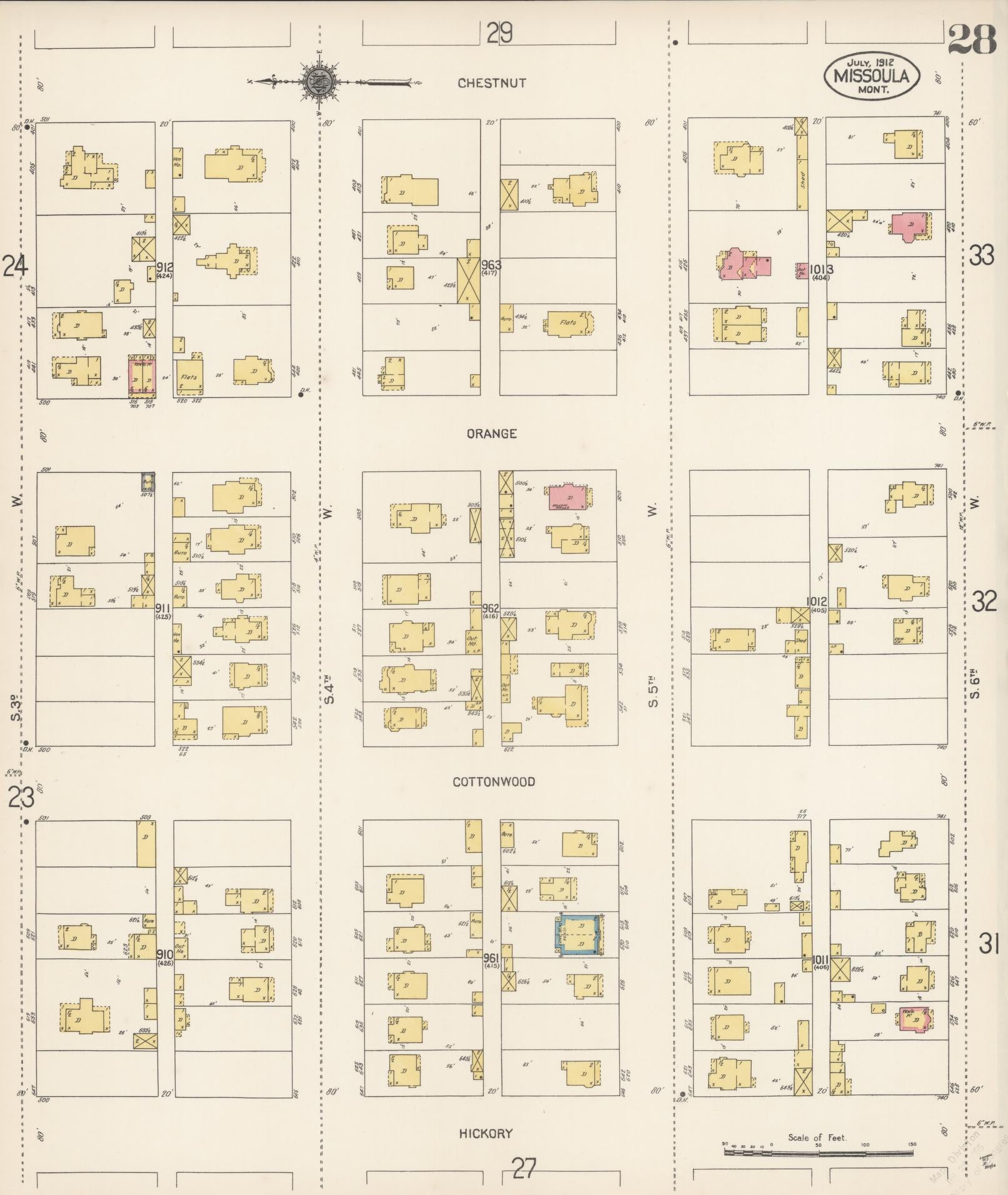 Sanborn Fire Insurance Map from Missoula, Missoula County, Montana (1912), Sheet #0028 - Complete Map Set gallery image, historic Sanborn map, vintage wall art, Montana Montana