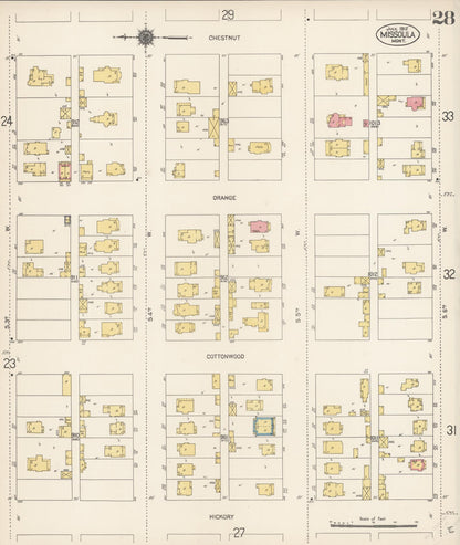 Sanborn Fire Insurance Map from Missoula, Missoula County, Montana (1912), Sheet #0028 - Complete Map Set gallery image, historic Sanborn map, vintage wall art, Montana Montana