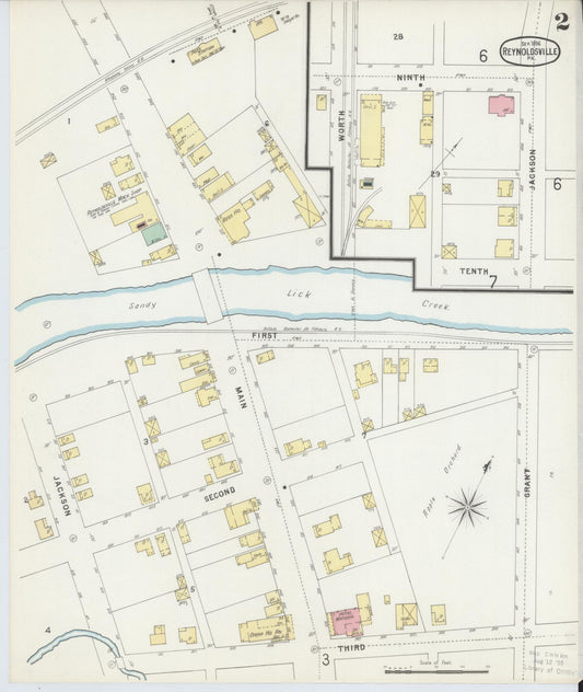 Sanborn Fire Insurance Map from Reynoldsville, Jefferson County, Pennsylvania (1896), Sheet #0002 - Historic Sanborn Fire Insurance Map Print, vintage old map wall art, antique decor, genealogy gift, Pennsylvania Pennsylvania map