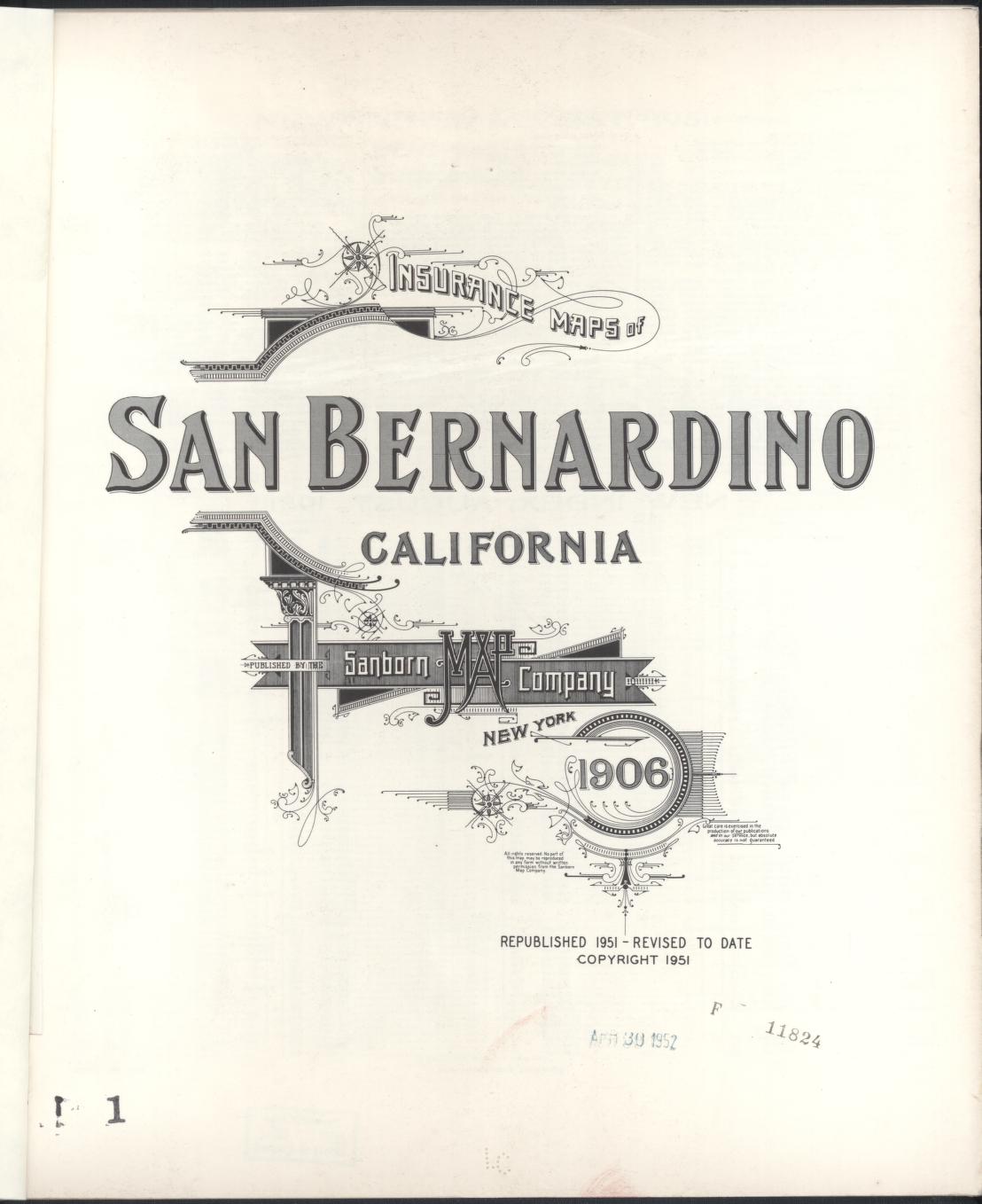 Sanborn Fire Insurance Map from San Bernardino, San Bernardino County, California. (1951) – Historic Sanborn Fire Insurance Map Print