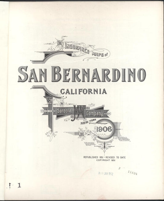 Sanborn Fire Insurance Map from San Bernardino, San Bernardino County, California. (1951) – Historic Sanborn Fire Insurance Map Print