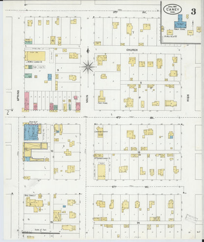 Sanborn Fire Insurance Map from Caney, Montgomery County, Kansas (1905), Sheet #0003 - Complete Map Set gallery image, historic Sanborn map, vintage wall art, Kansas Kansas