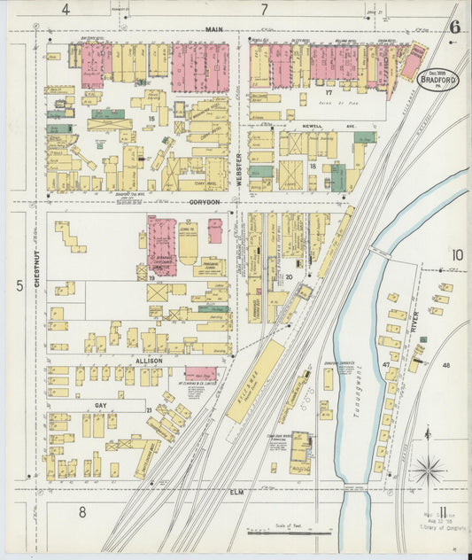 Sanborn Fire Insurance Map from Bradford, McKean County, Pennsylvania (1899), Sheet #0006 - Historic Sanborn Fire Insurance Map Print, vintage old map wall art, antique decor, genealogy gift, Pennsylvania Pennsylvania map