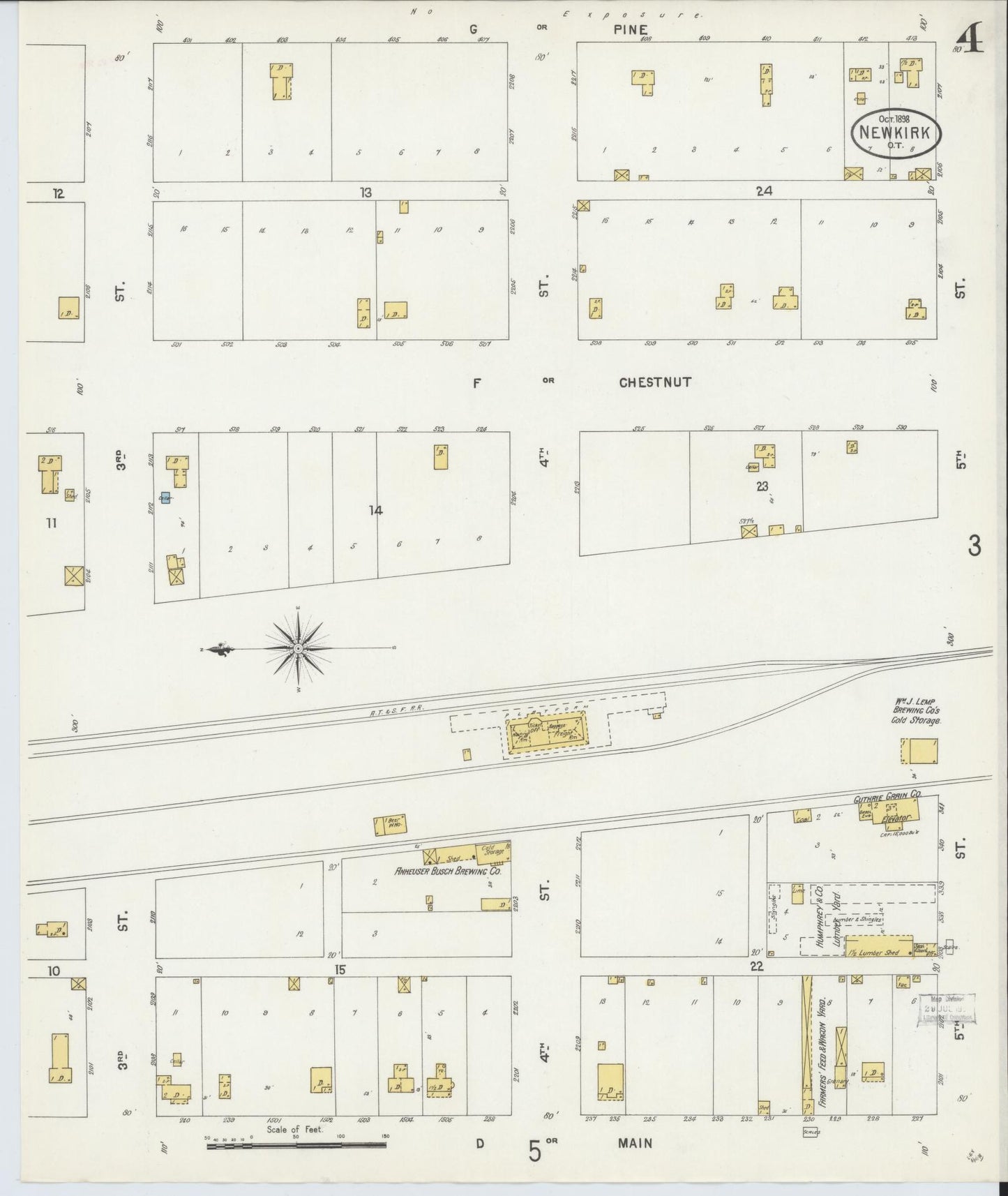 Sanborn Fire Insurance Map from Newkirk, Kay County, Oklahoma (1898), Sheet #0004 - Complete Map Set gallery image, historic Sanborn map, vintage wall art, Oklahoma Oklahoma