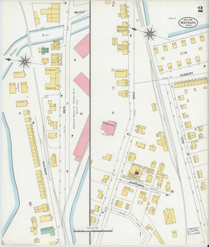 Sanborn Fire Insurance Map from Maynard, Middlesex County, Massachusetts (1904), Sheet #0002 - Complete Map Set gallery image, historic Sanborn map, vintage wall art, Massachusetts Massachusetts