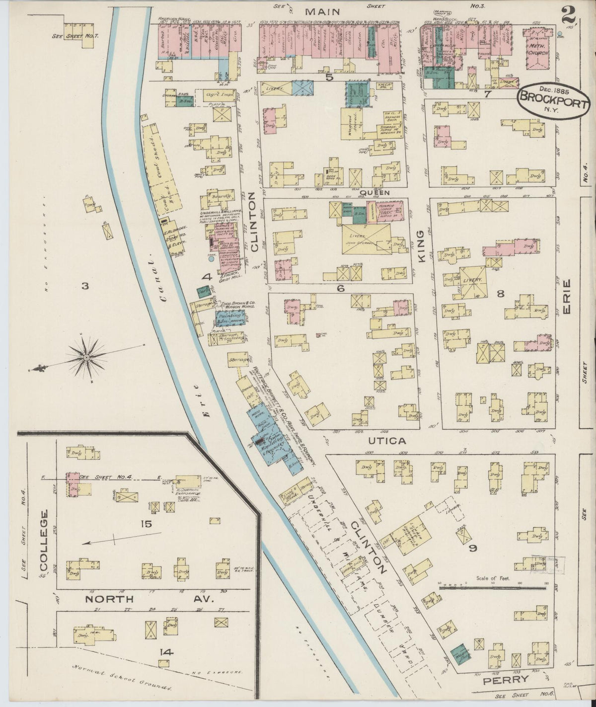 Sanborn Fire Insurance Map from Brockport, Monroe County, New York (1885), Sheet #0002 - Complete Map Set gallery image, historic Sanborn map, vintage wall art, New York New York