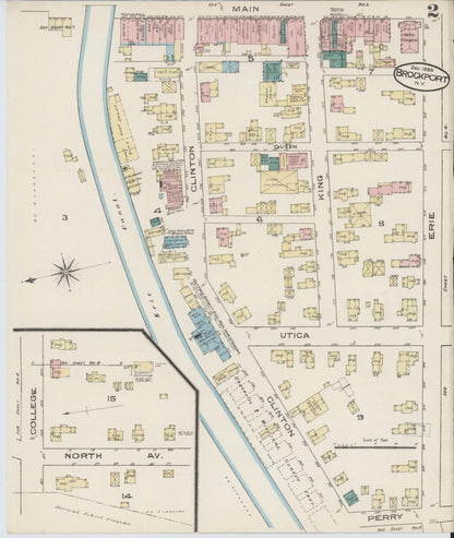 Sanborn Fire Insurance Map from Brockport, Monroe County, New York (1885), Sheet #0002 - Complete Map Set gallery image, historic Sanborn map, vintage wall art, New York New York