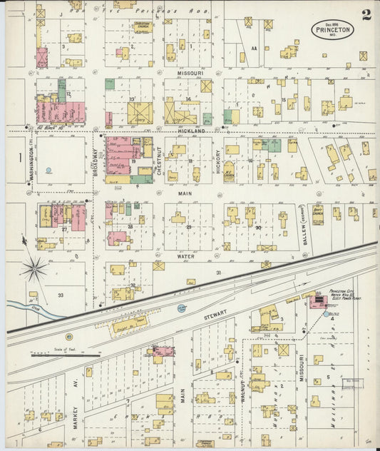 Sanborn Fire Insurance Map from Princeton, Mercer County, Missouri (1898), Sheet #0002 - Historic Sanborn Fire Insurance Map Print, vintage old map wall art, antique decor, genealogy gift, Missouri Missouri map