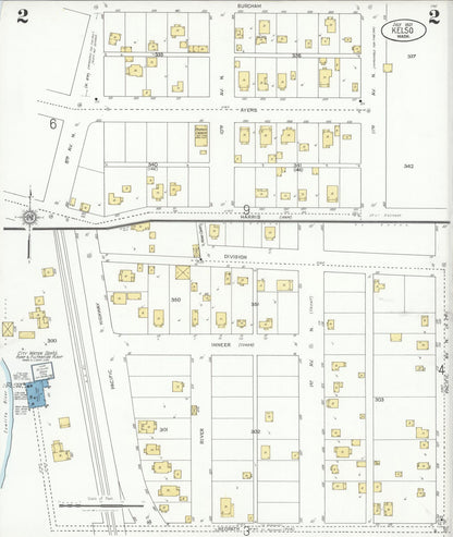 Sanborn Fire Insurance Map from Kelso, Cowlitz County, Washington (1927), Sheet #0002 - Complete Map Set gallery image, historic Sanborn map, vintage wall art, Washington Washington