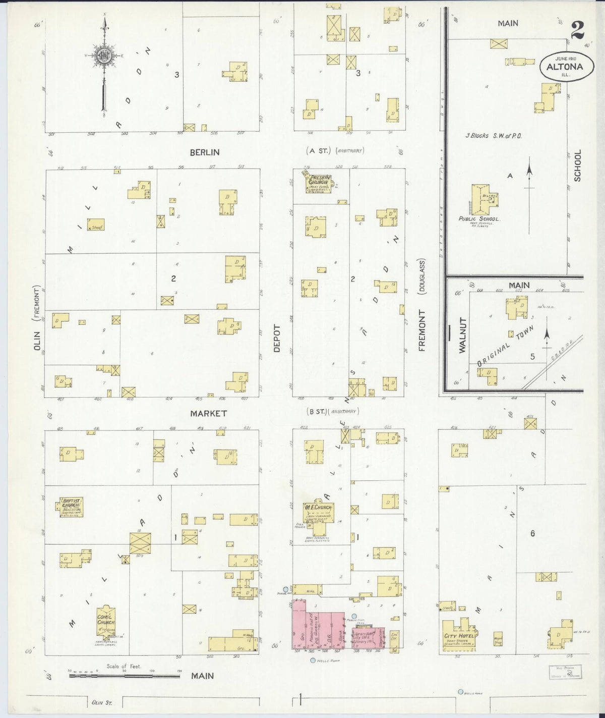 Sanborn Fire Insurance Map from Altona, Knox County, Illinois (1910), Sheet #0002 - Complete Map Set gallery image, historic Sanborn map, vintage wall art, Illinois Illinois