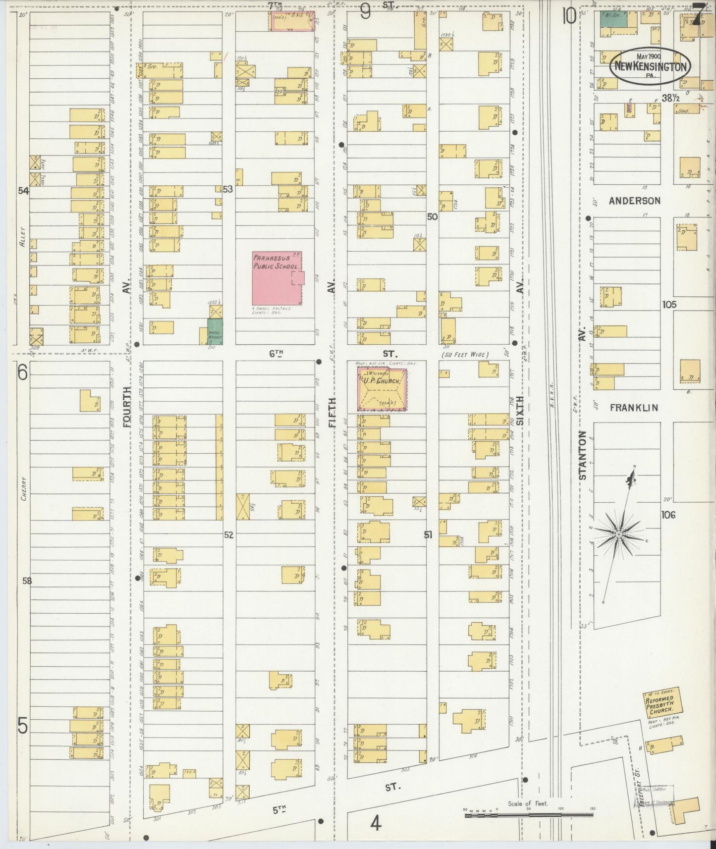 Sanborn Fire Insurance Map from New Kensington, Westmoreland County, Pennsylvania (1900), Sheet #0007 - Complete Map Set gallery image, historic Sanborn map, vintage wall art, Pennsylvania Pennsylvania