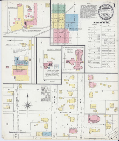 Sanborn Fire Insurance Map from Fulton, Callaway County, Missouri (1895), Sheet #0001 - Complete Map Set gallery image, historic Sanborn map, vintage wall art, Missouri Missouri