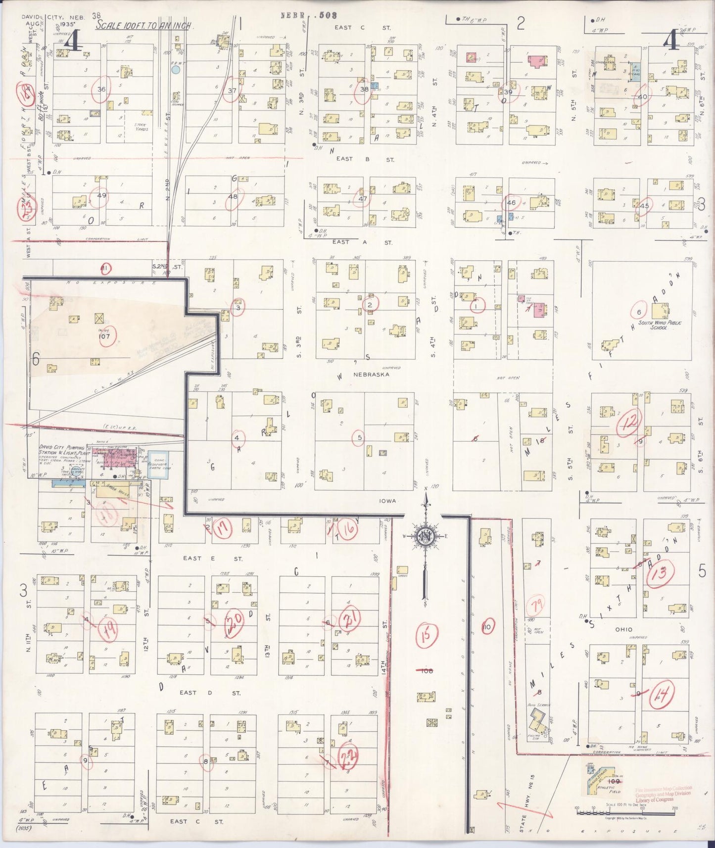 Sanborn Fire Insurance Map from David City, Butler County, Nebraska (1944), Sheet #0004 - Complete Map Set gallery image, historic Sanborn map, vintage wall art, Nebraska Nebraska
