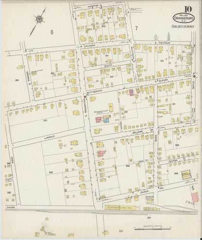 Sanborn Fire Insurance Map from Orangeburg, Orangeburg County, South Carolina (1915), Sheet #0010 - Complete Map Set gallery image, historic Sanborn map, vintage wall art, South Carolina South Carolina