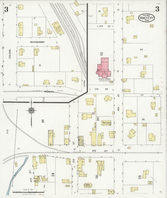 Sanborn Fire Insurance Map from Tracy City, Grundy County, Tennessee (1926), Sheet #0003 - Historic Sanborn Fire Insurance Map Print, vintage old map wall art, antique decor, genealogy gift, Tennessee Tennessee map