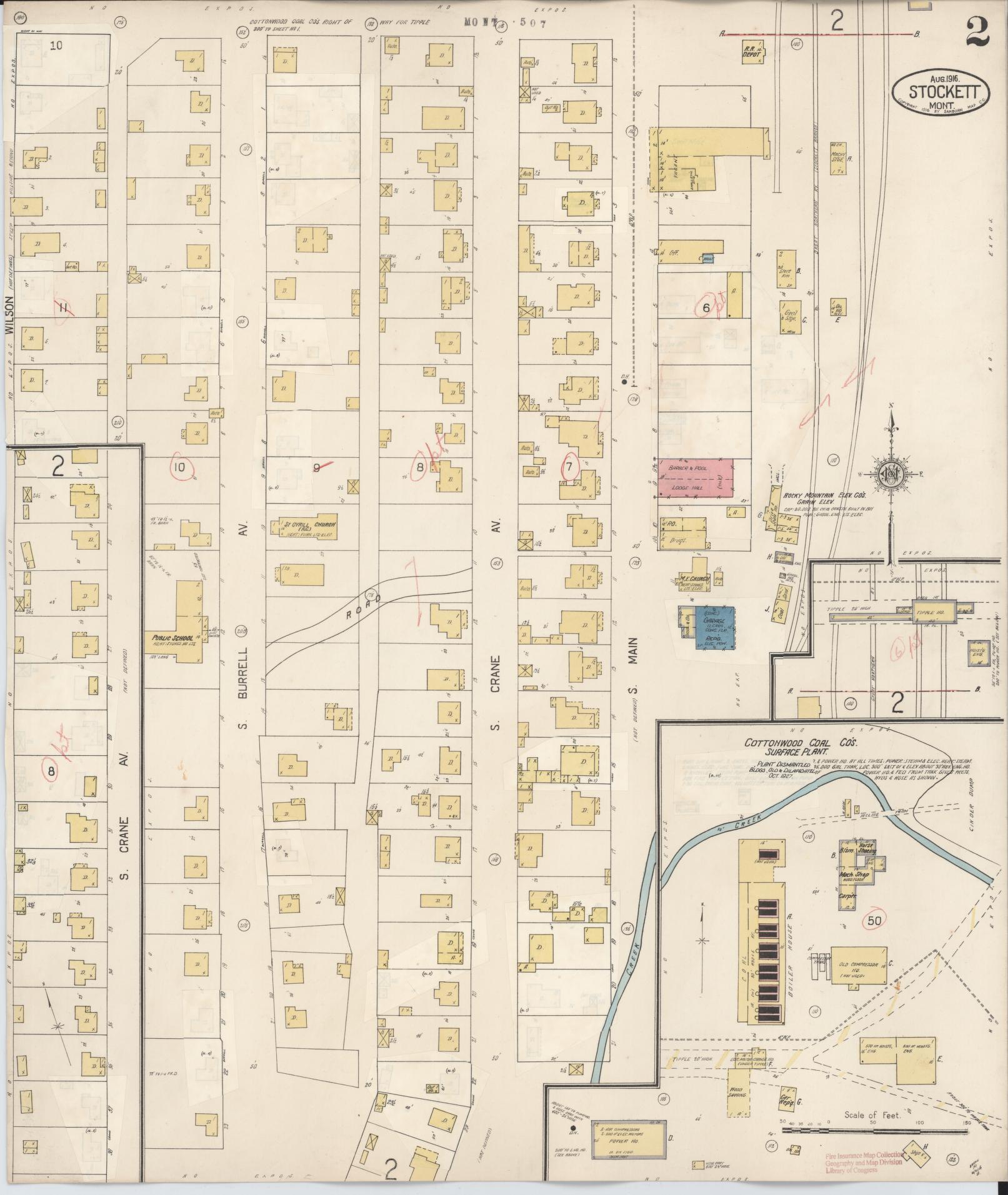 Sanborn Fire Insurance Map from Stockett, Cascade County, Montana (1927), Sheet #0002 - Complete Map Set gallery image, historic Sanborn map, vintage wall art, Montana Montana