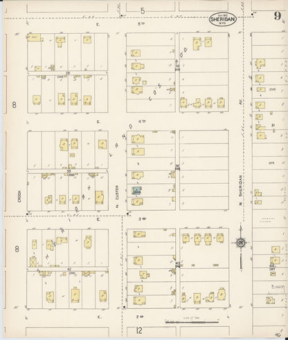 Sanborn Fire Insurance Map from Sheridan, Sheridan County, Wyoming (1912), Sheet #0009 - Complete Map Set gallery image, historic Sanborn map, vintage wall art, Wyoming Wyoming