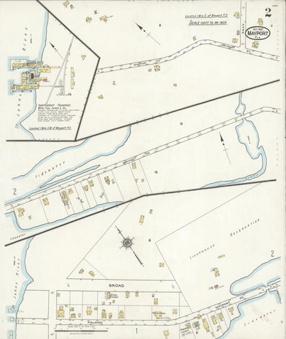 Sanborn Fire Insurance Map from Mayport, Duval County, Florida (1921), Sheet #0002 - Complete Map Set gallery image, historic Sanborn map, vintage wall art, Florida Florida