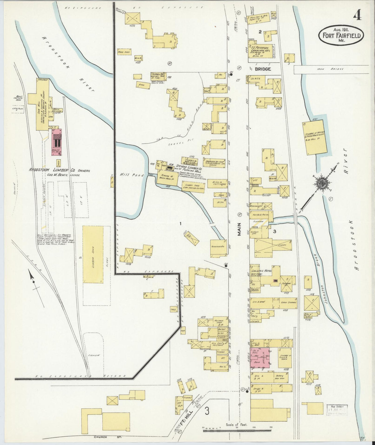 Sanborn Fire Insurance Map from Fort Fairfield, Aroostook County, Maine (1911), Sheet #0004 - Complete Map Set gallery image, historic Sanborn map, vintage wall art, Maine Maine
