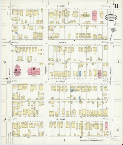 Sanborn Fire Insurance Map from Nanticoke, Luzerne County, Pennsylvania (1912), Sheet #0011 - Historic Sanborn Fire Insurance Map Print, vintage old map wall art, antique decor, genealogy gift, Pennsylvania Pennsylvania map