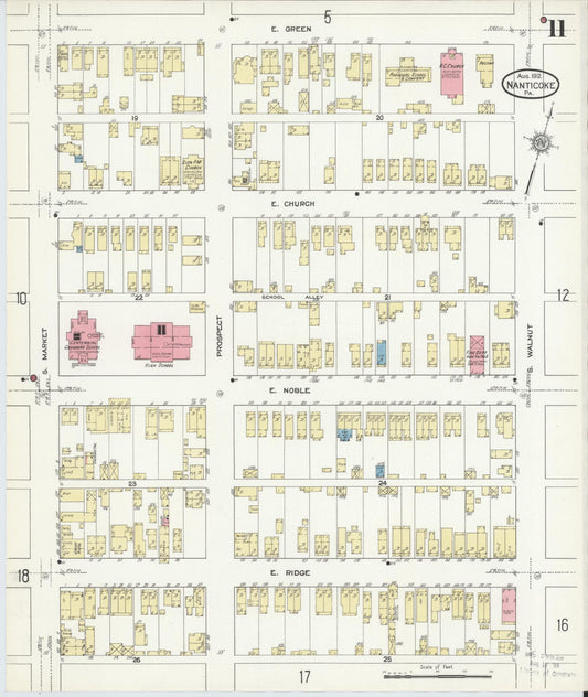 Sanborn Fire Insurance Map from Nanticoke, Luzerne County, Pennsylvania (1912), Sheet #0011 - Historic Sanborn Fire Insurance Map Print, vintage old map wall art, antique decor, genealogy gift, Pennsylvania Pennsylvania map