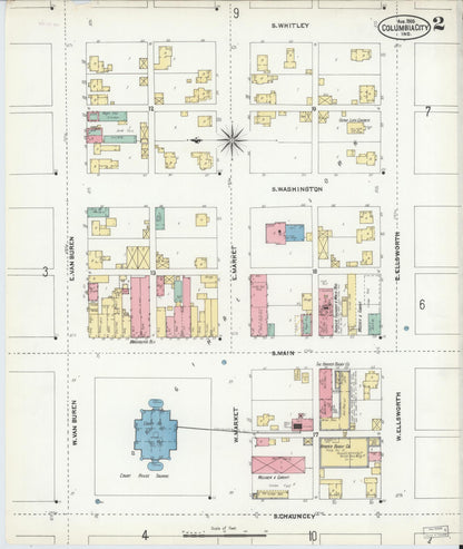 Sanborn Fire Insurance Map from Columbia City, Whitley County, Indiana (1905), Sheet #0002 - Complete Map Set gallery image, historic Sanborn map, vintage wall art, Indiana Indiana