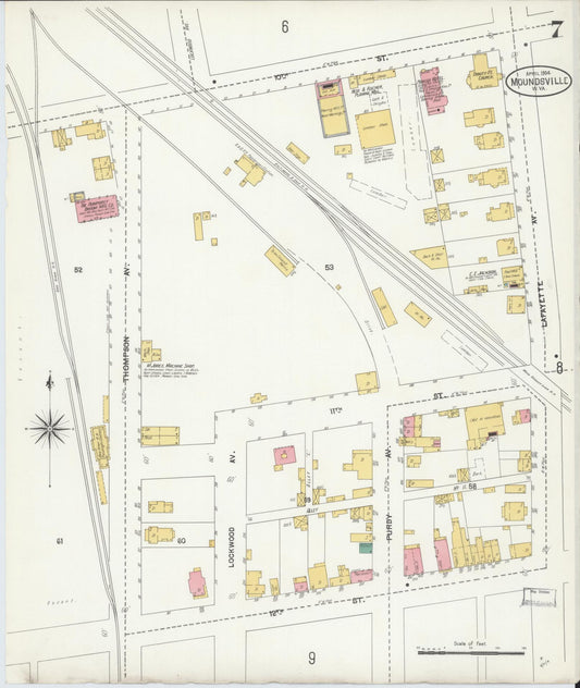 Sanborn Fire Insurance Map from Moundsville, Marshall County, West Virginia (1904), Sheet #0007 - Historic Sanborn Fire Insurance Map Print, vintage old map wall art, antique decor, genealogy gift, West Virginia West Virginia map