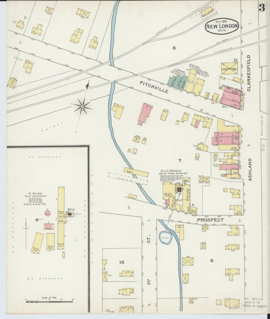 Sanborn Fire Insurance Map from New London, Huron County, Ohio (1893), Sheet #0003 - Historic Sanborn Fire Insurance Map Print, vintage old map wall art, antique decor, genealogy gift, Ohio Ohio map