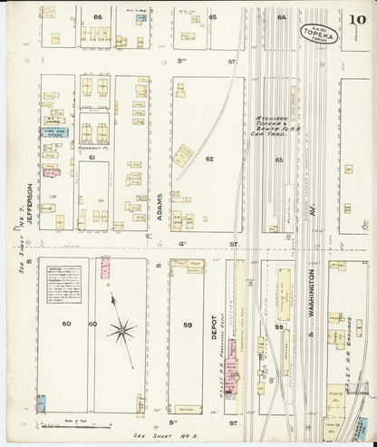 Sanborn Fire Insurance Map from Topeka, Shawnee County, Kansas (1883), Sheet #0010 - Complete Map Set gallery image, historic Sanborn map, vintage wall art, Kansas Kansas