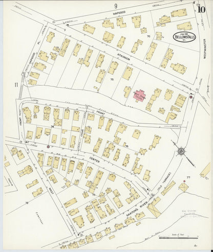 Sanborn Fire Insurance Map from Bellows Falls, Windham County, Vermont (1912), Sheet #0010 - Complete Map Set gallery image, historic Sanborn map, vintage wall art, Vermont Vermont