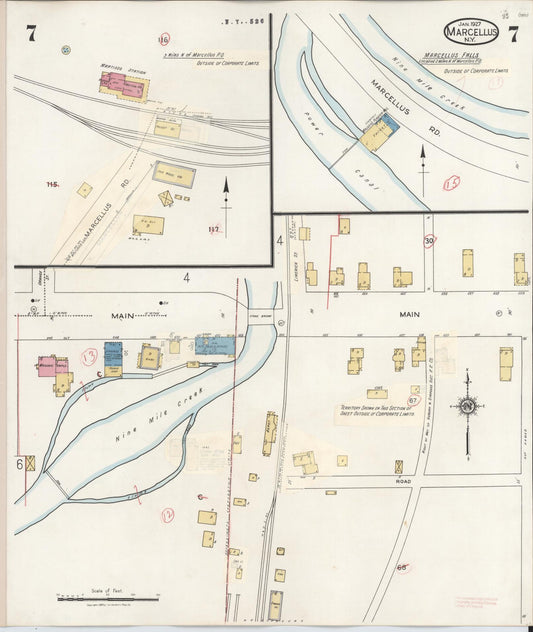 Sanborn Fire Insurance Map from Marcellus, Onondaga County, New York (1937), Sheet #0007 - Historic Sanborn Fire Insurance Map Print, vintage old map wall art, antique decor, genealogy gift, New York New York map