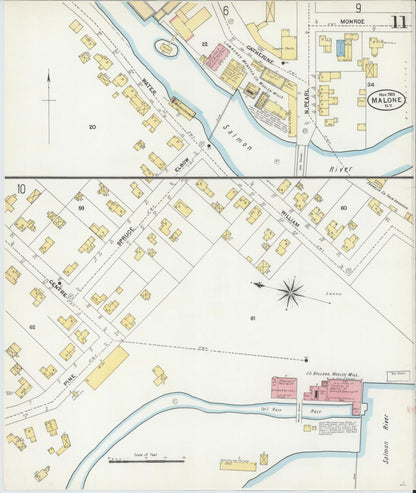 Sanborn Fire Insurance Map from Malone, Franklin County, New York (1903), Sheet #0011 - Historic Sanborn Fire Insurance Map Print, vintage old map wall art, antique decor, genealogy gift, New York New York map