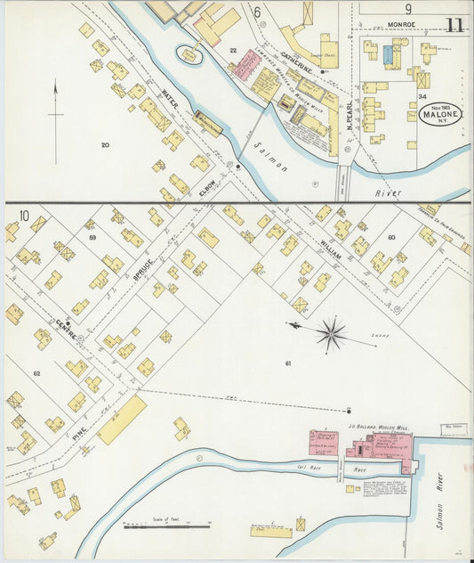 Sanborn Fire Insurance Map from Malone, Franklin County, New York (1903), Sheet #0011 - Historic Sanborn Fire Insurance Map Print, vintage old map wall art, antique decor, genealogy gift, New York New York map