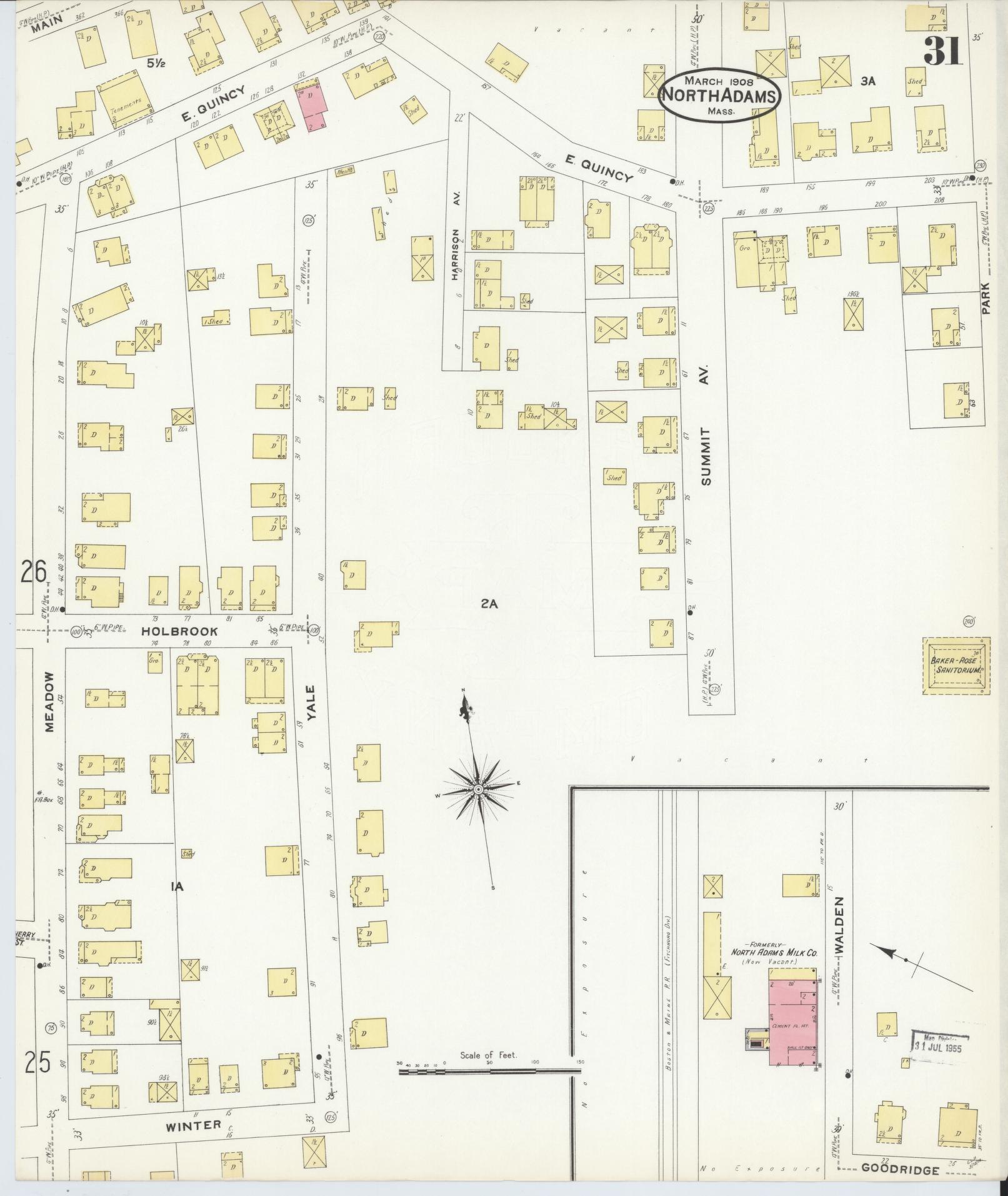 Sanborn Fire Insurance Map from North Adams, Berkshire County, Massachusetts (1908), Sheet #0031 - Complete Map Set gallery image, historic Sanborn map, vintage wall art, Massachusetts Massachusetts