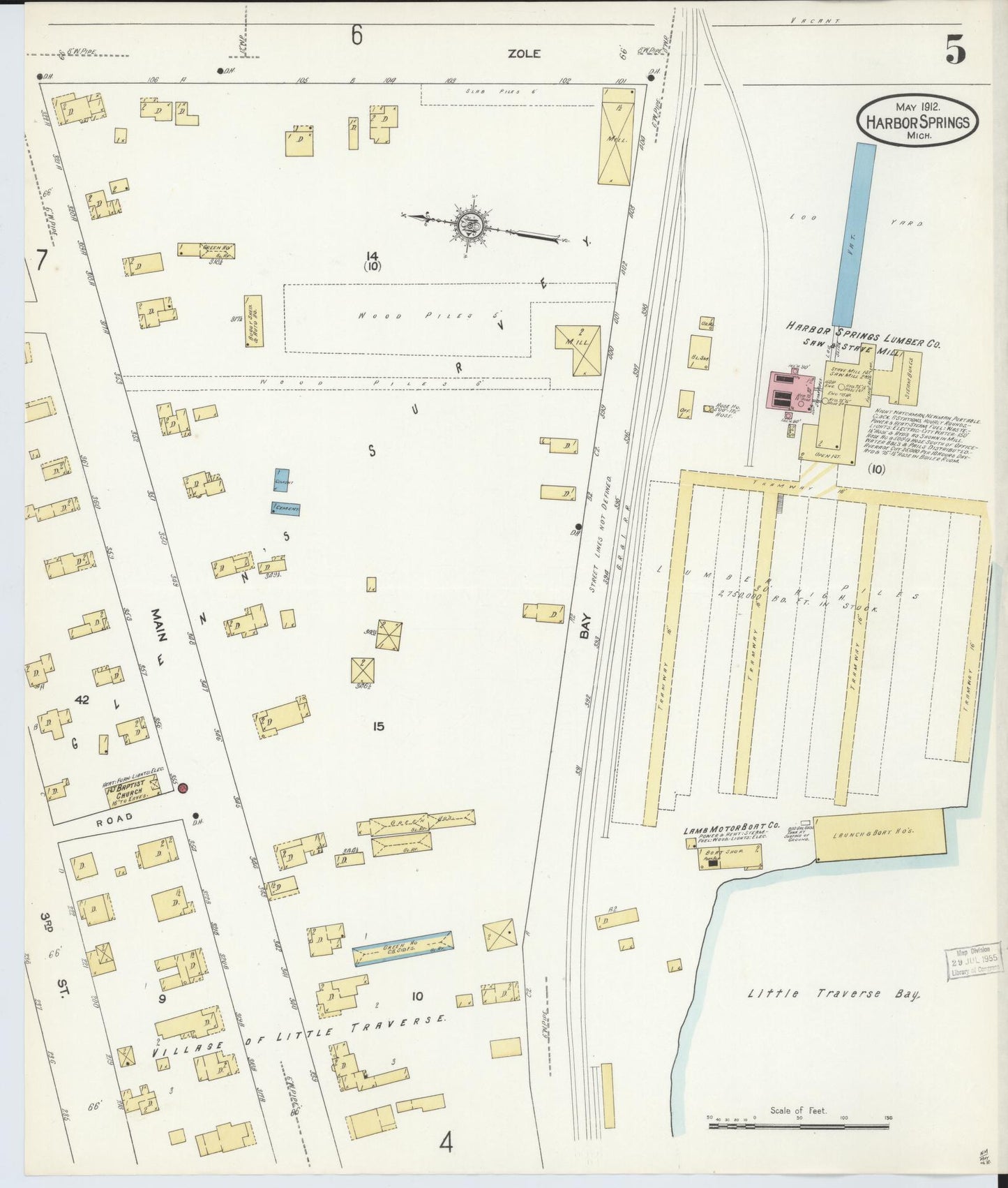 Sanborn Fire Insurance Map from Harbor Springs, Emmet County, Michigan (1912), Sheet #0005 - Complete Map Set gallery image, historic Sanborn map, vintage wall art, Michigan Michigan