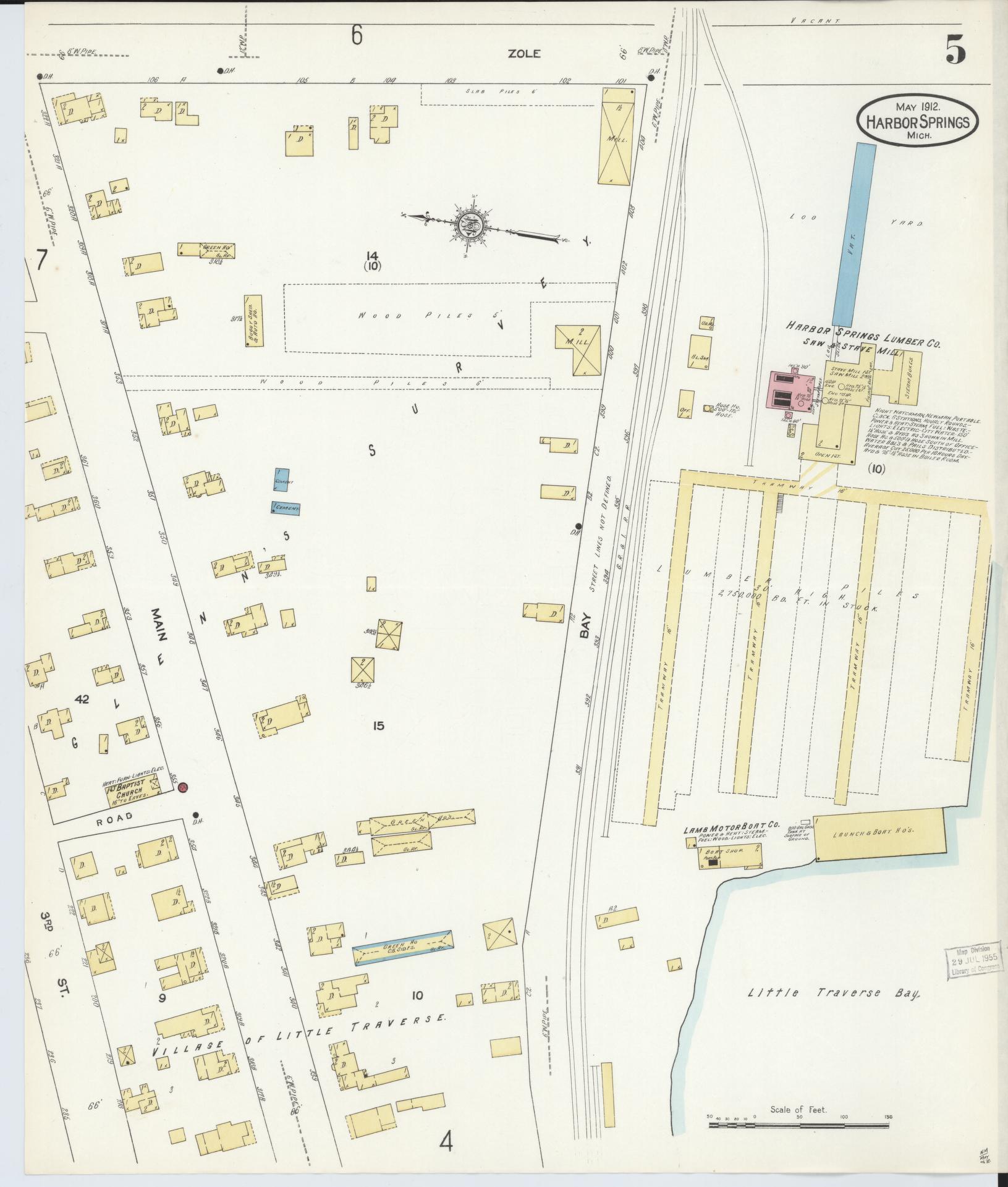 Sanborn Fire Insurance Map from Harbor Springs, Emmet County, Michigan (1912), Sheet #0005 - Complete Map Set gallery image, historic Sanborn map, vintage wall art, Michigan Michigan