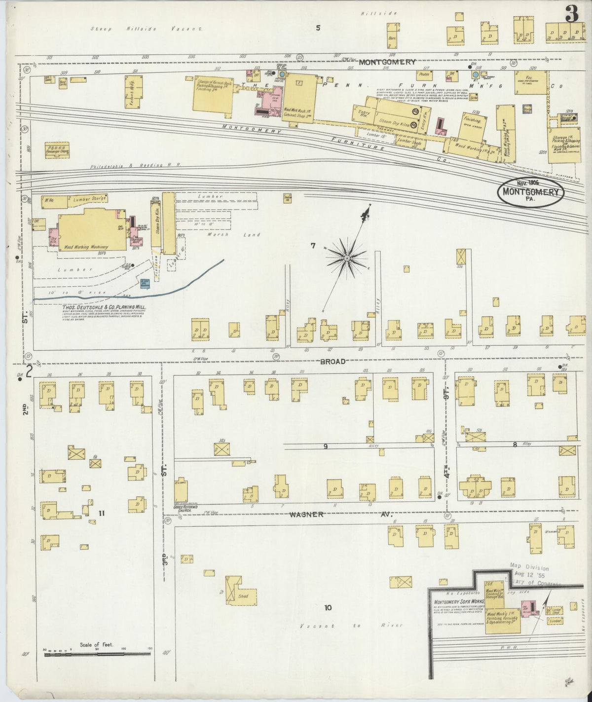 Sanborn Fire Insurance Map from Montgomery, Lycoming County, Pennsylvania (1906), Sheet #0003 - Historic Sanborn Fire Insurance Map Print, vintage old map wall art, antique decor, genealogy gift, Pennsylvania Pennsylvania map