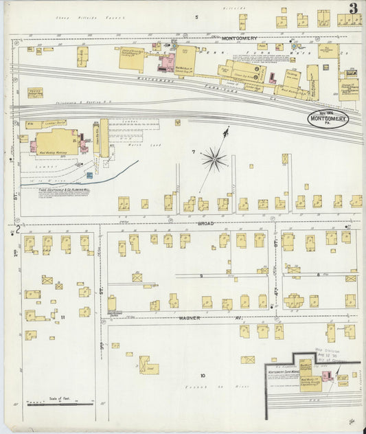 Sanborn Fire Insurance Map from Montgomery, Lycoming County, Pennsylvania (1906), Sheet #0003 - Historic Sanborn Fire Insurance Map Print, vintage old map wall art, antique decor, genealogy gift, Pennsylvania Pennsylvania map