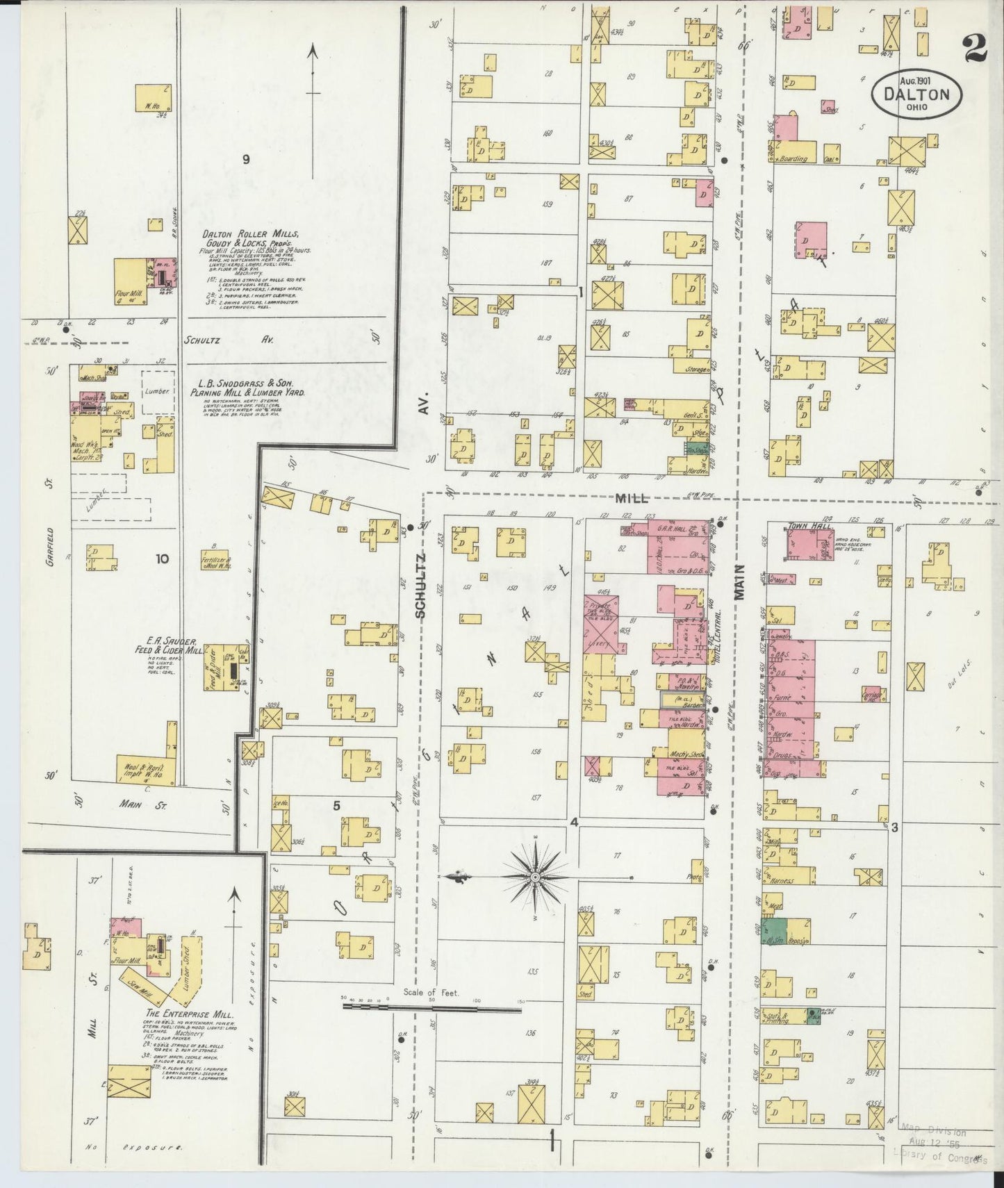 Sanborn Fire Insurance Map from Dalton, Wayne County, Ohio (1901), Sheet #0002 - Complete Map Set gallery image, historic Sanborn map, vintage wall art, Ohio Ohio