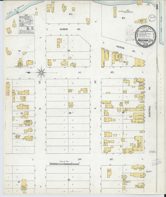 Sanborn Fire Insurance Map from Mackinaw City, Cheboygan County, Michigan (1900), Sheet #0001 - Historic Sanborn Fire Insurance Map Print, vintage old map wall art, antique decor, genealogy gift, Michigan Michigan map