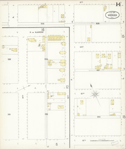 Sanborn Fire Insurance Map from Merced, Merced County, California (1898), Sheet #0014 - Complete Map Set gallery image, historic Sanborn map, vintage wall art, California California