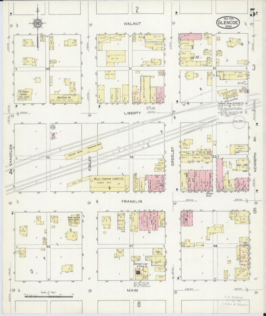 Sanborn Fire Insurance Map from Glencoe, Mcleod County, Minnesota (1914), Sheet #0005 - Historic Sanborn Fire Insurance Map Print, vintage old map wall art, antique decor, genealogy gift, Minnesota Minnesota map
