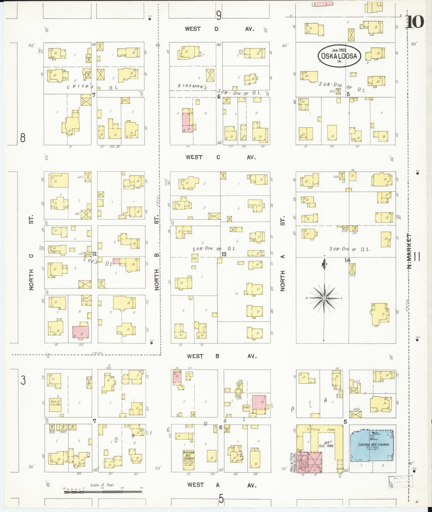 Sanborn Fire Insurance Map from Oskaloosa, Mahaska County, Iowa (1902), Sheet #0010 - Historic Sanborn Fire Insurance Map Print