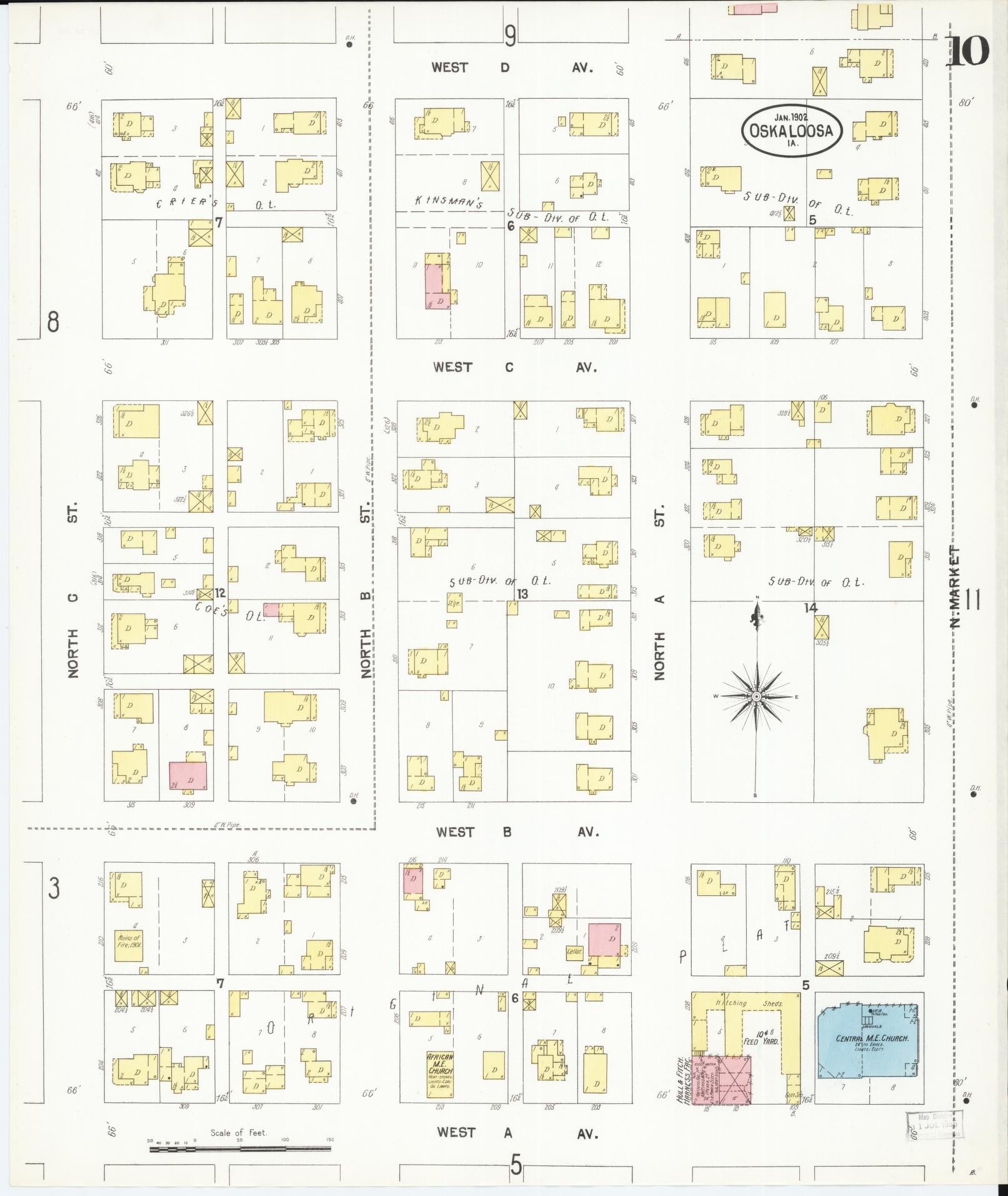 Sanborn Fire Insurance Map from Oskaloosa, Mahaska County, Iowa (1902), Sheet #0010 - Historic Sanborn Fire Insurance Map Print