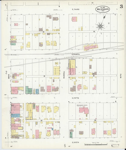 Sanborn Fire Insurance Map from Walsenburg, Huerfano County, Colorado (1907), Sheet #0003 - Complete Map Set gallery image, historic Sanborn map, vintage wall art, Colorado Colorado