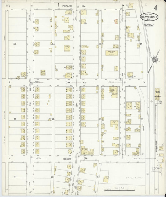 Sanborn Fire Insurance Map from Beaverdale, Cambria County, Pennsylvania (1914), Sheet #0004 - Historic Sanborn Fire Insurance Map Print, vintage old map wall art, antique decor, genealogy gift, Pennsylvania Pennsylvania map