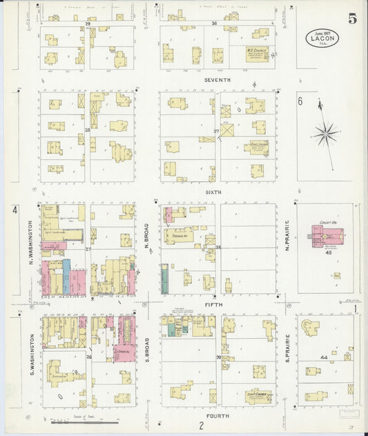 Sanborn Fire Insurance Map from Lacon, Marshall County, Illinois (1907), Sheet #0005 - Historic Sanborn Fire Insurance Map Print, vintage old map wall art, antique decor, genealogy gift, Illinois Illinois map