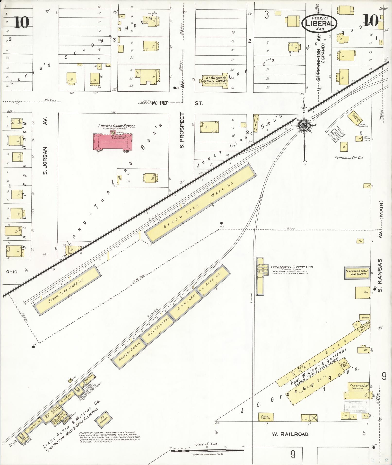 Sanborn Fire Insurance Map from Liberal, Seward County, Kansas (1923), Sheet #0010 - Complete Map Set gallery image, historic Sanborn map, vintage wall art, Kansas Kansas